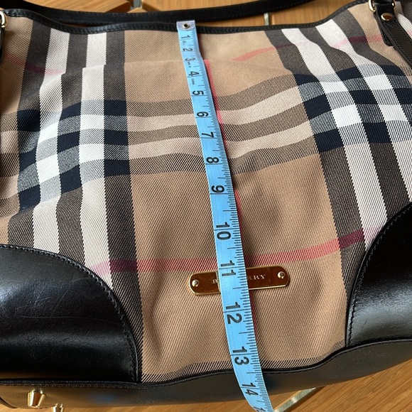 Burberry Haymarket Check tote with leather bottom and dust bag - Picture 14 of 17